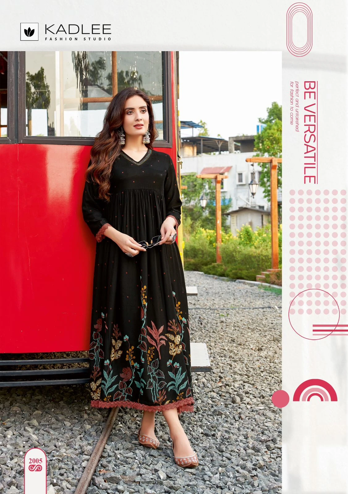 Kadlee Infinity Rayon Print Wholesale Fancy Long Kurtis Catalog — Wholesale Kurtis, Kadlee Fashion Studio wholesale from Surat — view 4